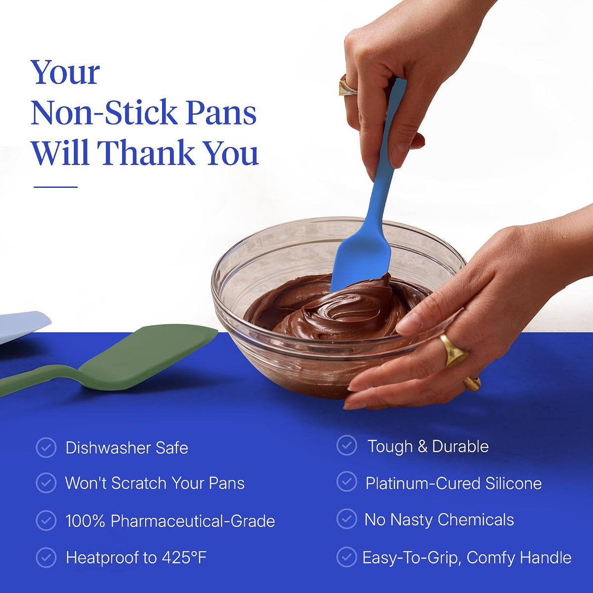 Get It Right 5 Piece Silicone Ultimate Kitchen Utensils Set - Ladle, Spatula, Flip, Spoon & Spoonula - Non-Toxic
