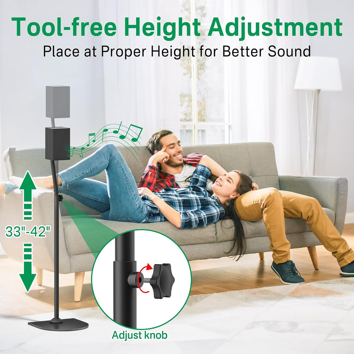 Speaker Stand Pair for Samsung Stands and Wall Mount - 33" to 42" Height Adjust Floor Stand for Samsung Surround
