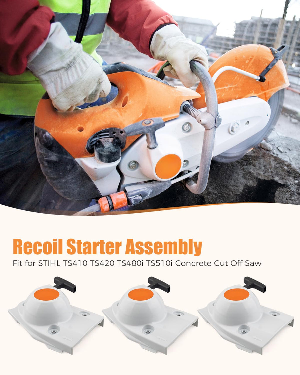 Recoil Starter Assembly 3-Pack Fit for Stihl TS410 TS420 Cut-Off Saws