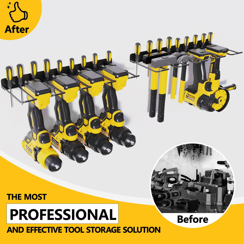2 Pack Drill Holder, Power Tool Organizer Wall Mount, Heavy Duty Garage Storage and Tool Organizer, Ideal Garage