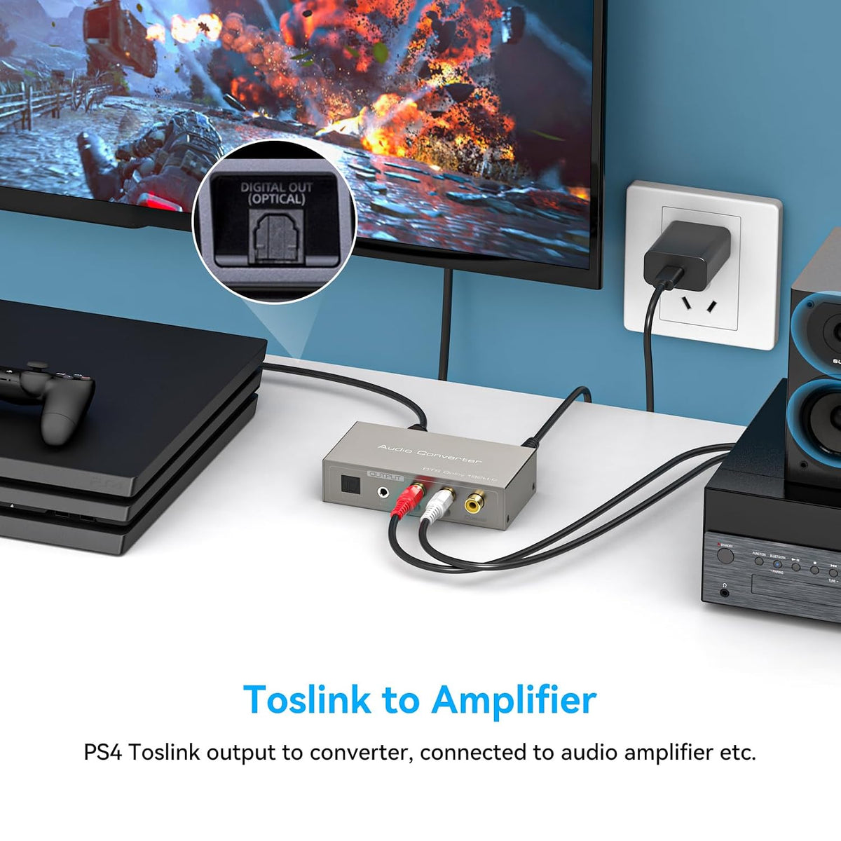 HDMI ARC to RCA Audio Converter 3 in 1 Digital to Analog Audio Converter with Optical Coaxial ARC Input Toslink