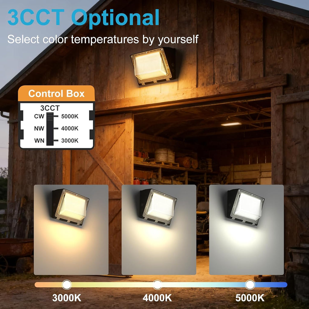 Lightdot 3CCT Wall Pack LED Exterior Light, 3 CCT Adjustable 1 Pack 200W