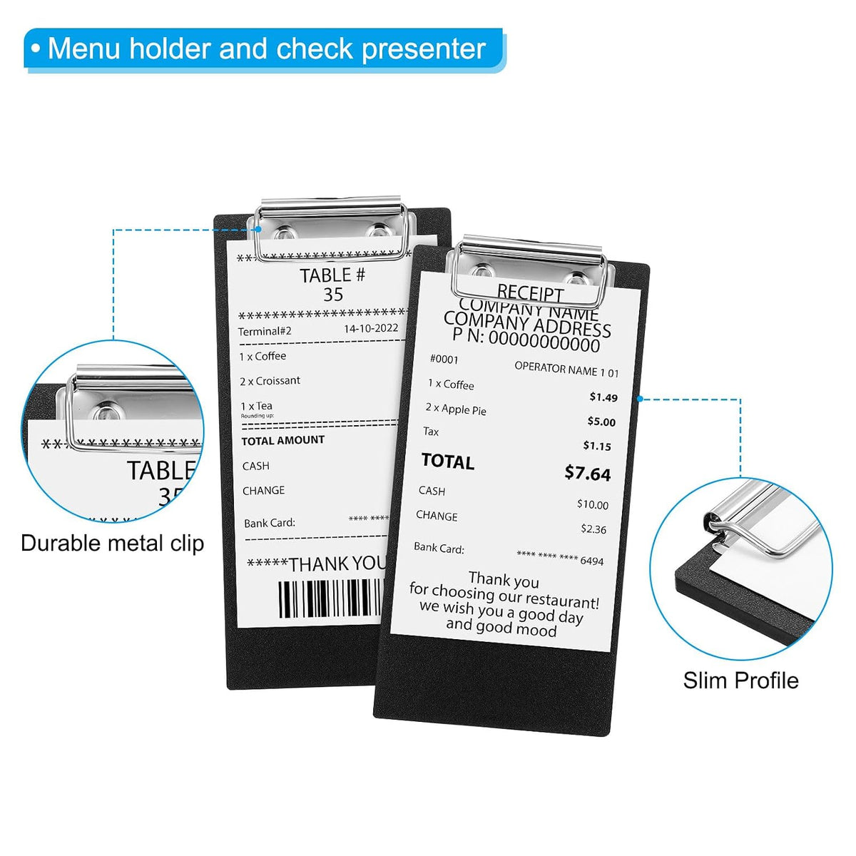 Check Presenters for Restaurants, 10Pcs Mini Clipboard Wood Check Holder Half Page Menu Holder for Restaurant Cafe