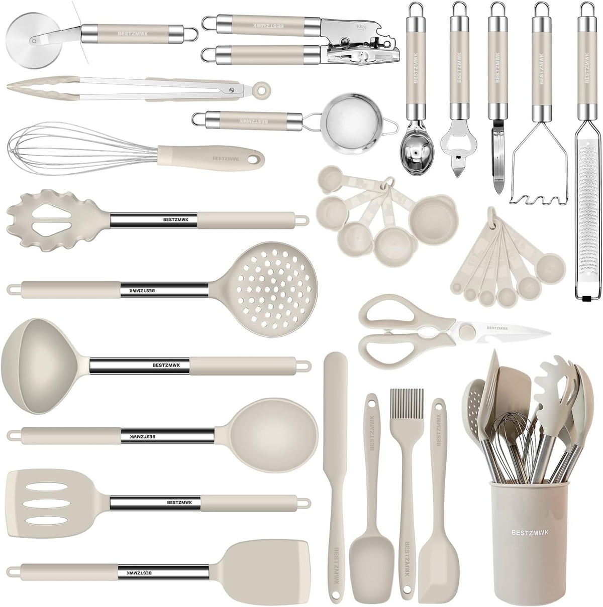Kitchen Utensils Set-Silicone Cooking Utensils-33pcs Non-Stick Silicone Cooking Kitchen Utensils Spatula Set with