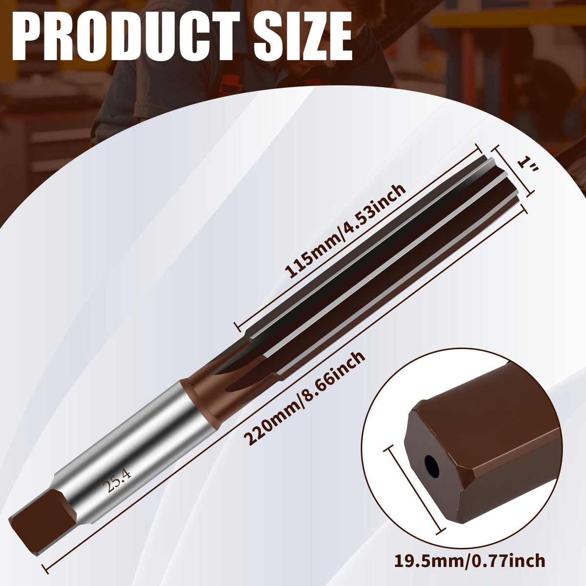 Hand Reamers, 7/8" / 1" Alloy Tool Steel, H8 8 Straight Flutes Steel Cutting Tool Metric Reamer Drill Bit for Metal Wood Hole Reaming, Flexible Efficient Reamer Tool Robust Stable Hand Reamer (1")