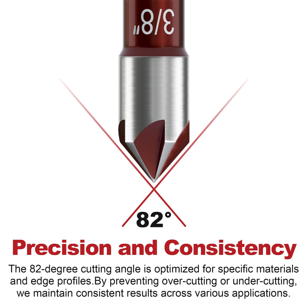APIOLO Countersink Drill Bit-82 Degree, 5 Flutes High Speed Steel Countersink Bits, with 1/4 Inch Quick-Change Hex Shank, 3/8 Inch Sizes, for Metal, Wood, Plywood, Plastic