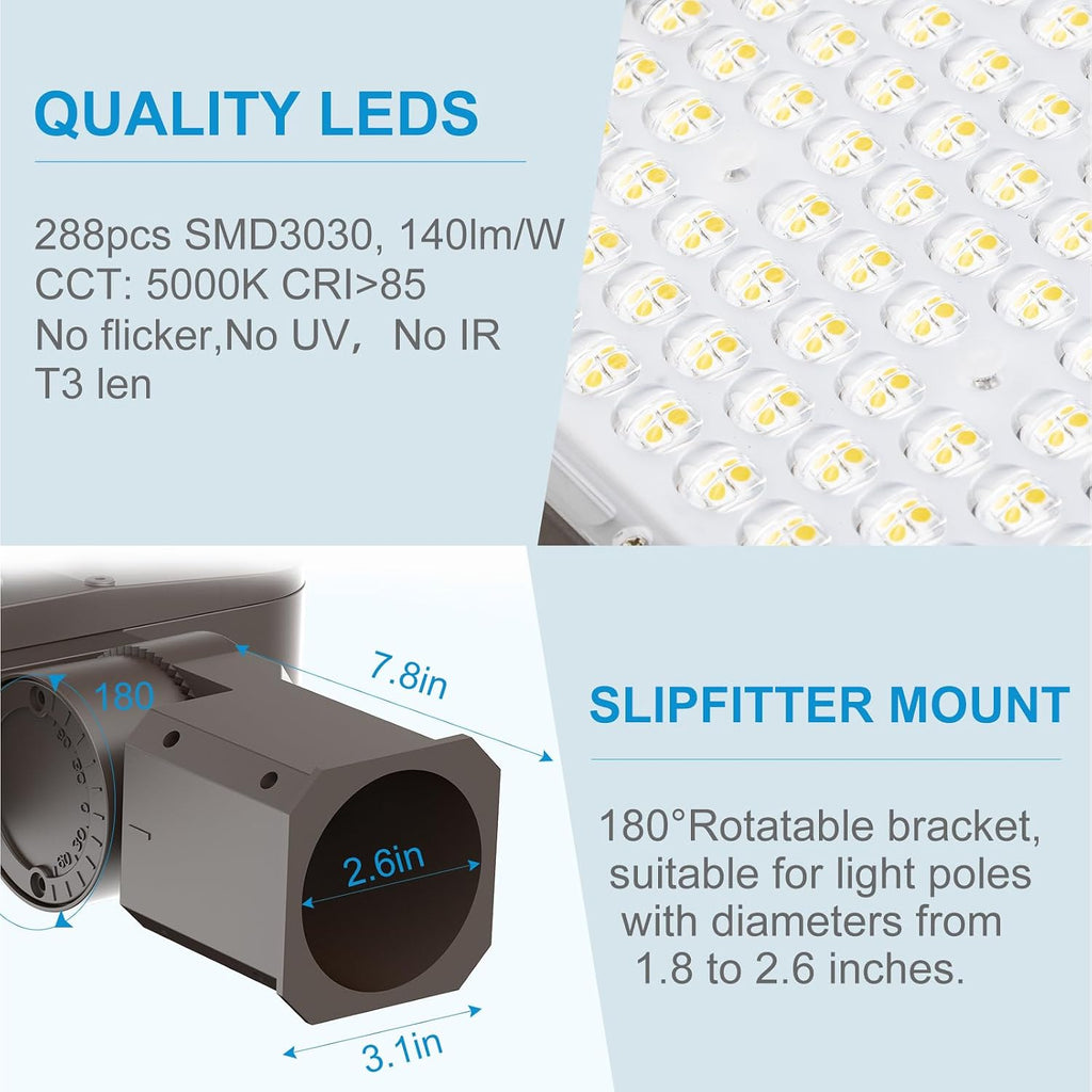 Lightdot 2Pack Parking Lot Light Outdoor 400W LED Pole Light with Photocell