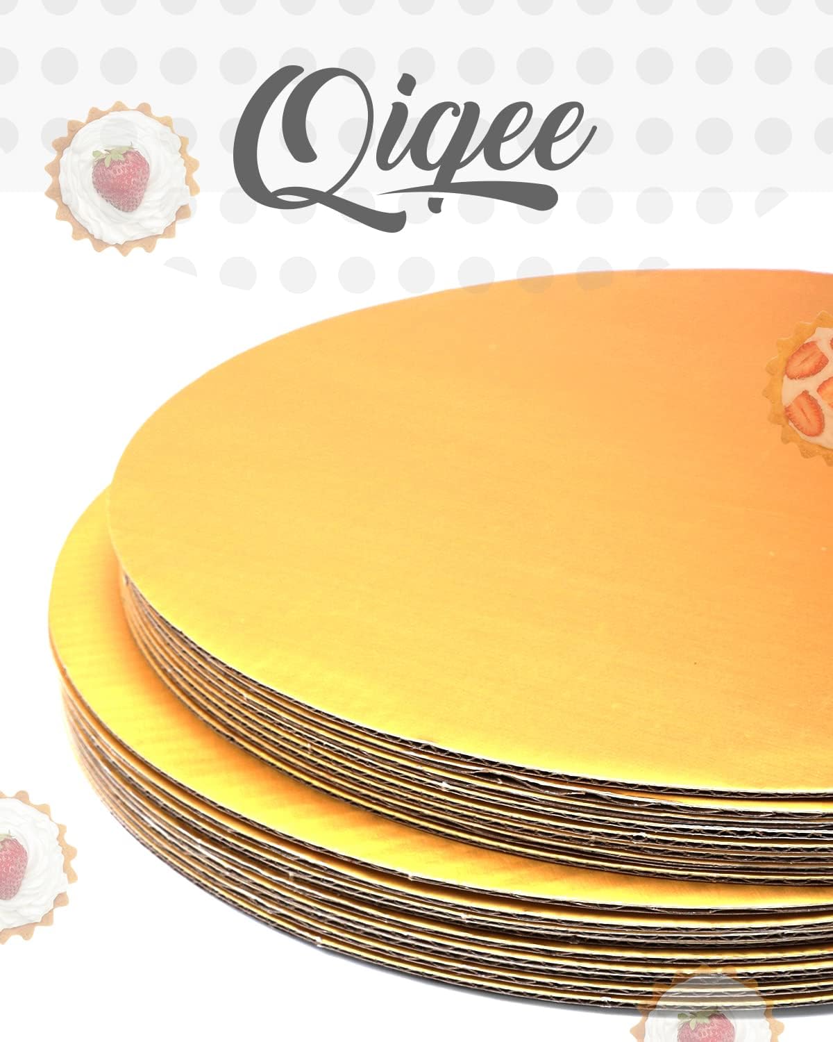 12 Inch Gold Cake Boards Round 40-Packs Circles Rounds Base Food-Grade Cardboard Cake Plate（Thinner But Stronger）
