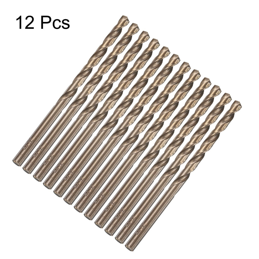 HARFINGTON 12pcs Cobalt Drill Bit, #15 0.18" HSS-CO Aircraft Twist Drill Bit with Straight Round Shank for Drilling Stainless Steel Cast Iron Tough Material