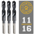 11/16 Inch Drill Bit (3 Pack) Industrial Grade M35 Cobalt Titanium Aluminum Nitrite - 11/16" Diameter & Total Length of 6" with Working Length of 3" Easily Drill Into Metal, Steel, & Aluminum