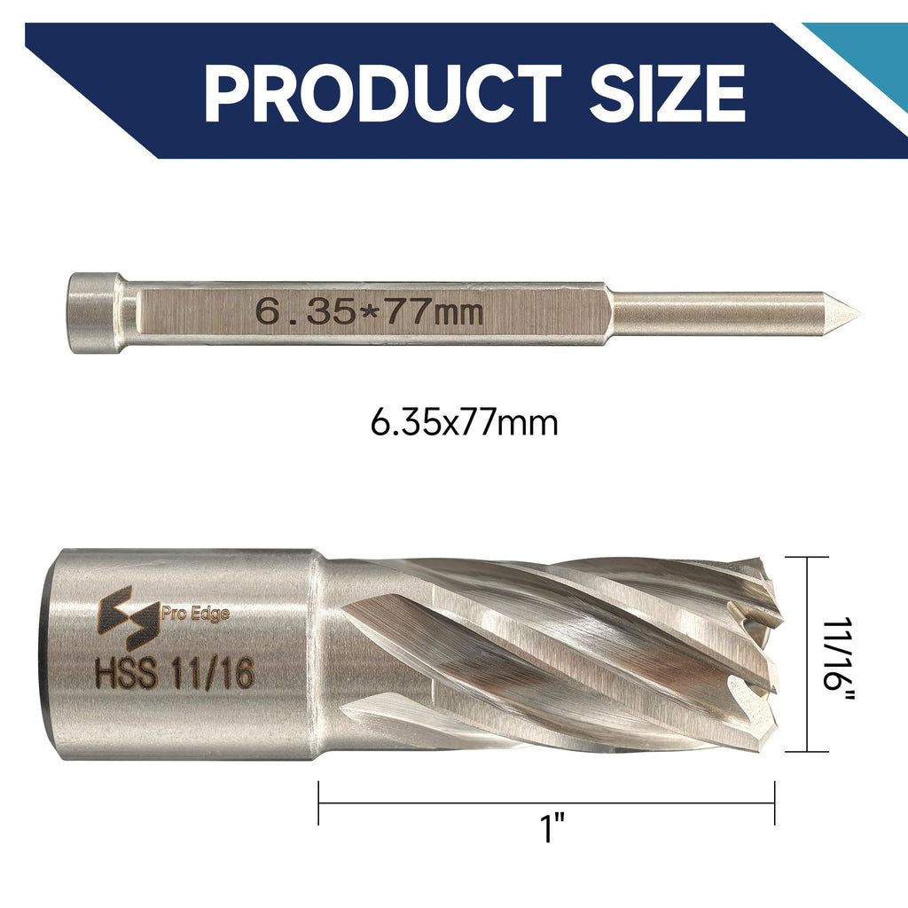1PC M2AL HSS Annular Cutter 11/16" Cutting Dia 1" Depth 3/4" Weldon Shank