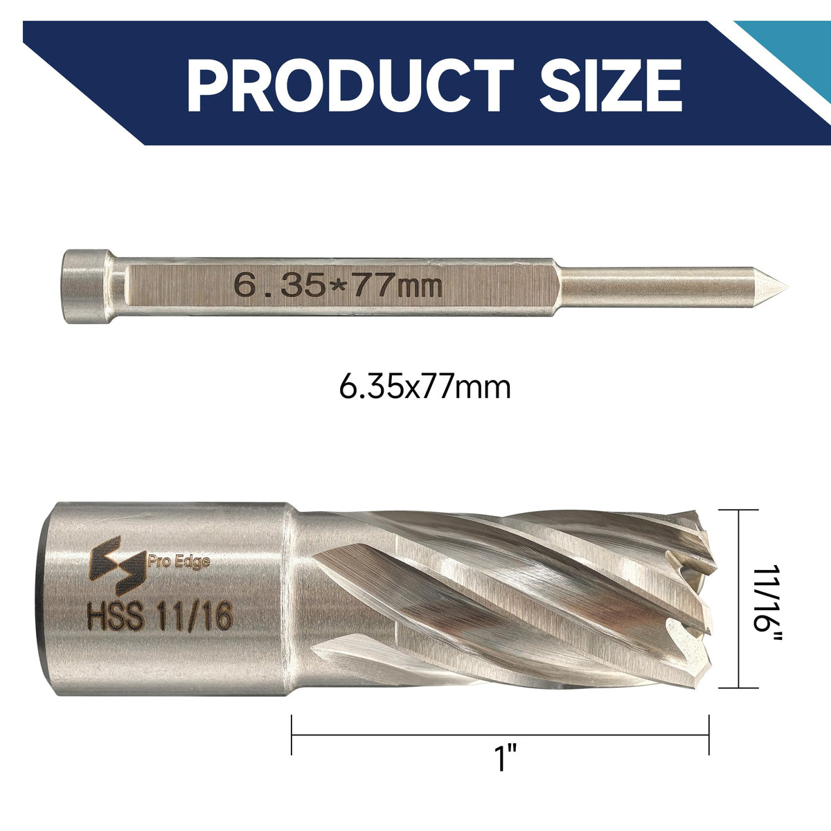 1PC M2AL HSS Annular Cutter 11/16" Cutting Dia 1" Depth 3/4" Weldon Shank