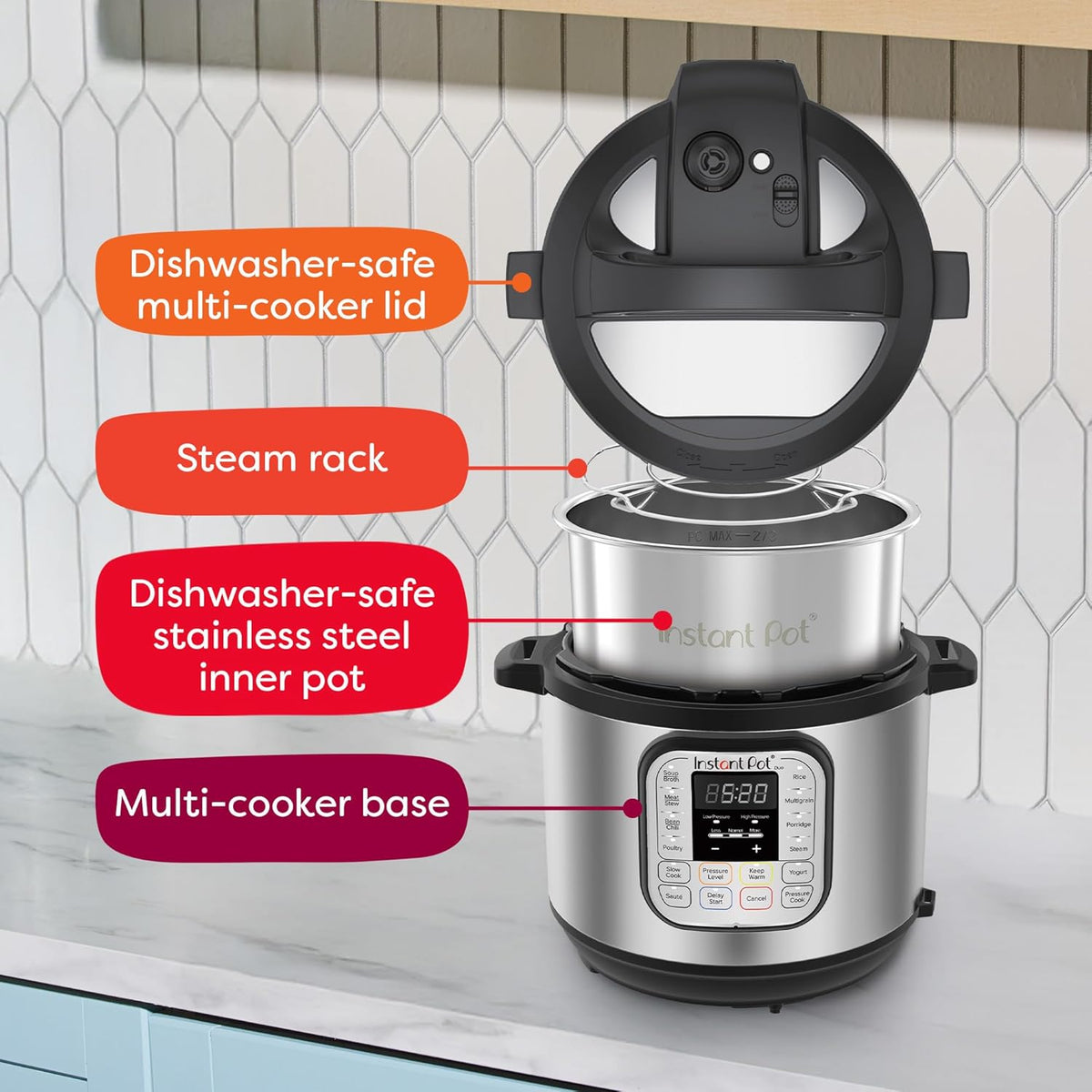 Duo 7-in-1 Electric Pressure Cooker, Slow Cooker, Rice, Steamer, Sauté, Yogurt Maker, Warmer & Sterilizer, Includes