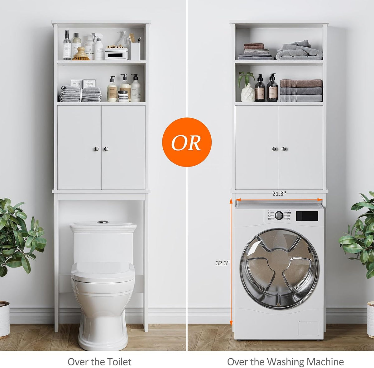 Over the Toilet Storage Cabinet for Bathroom, Extra Tall Over Toilet Storage, Space Saver W/Adjustable Shelf & Open