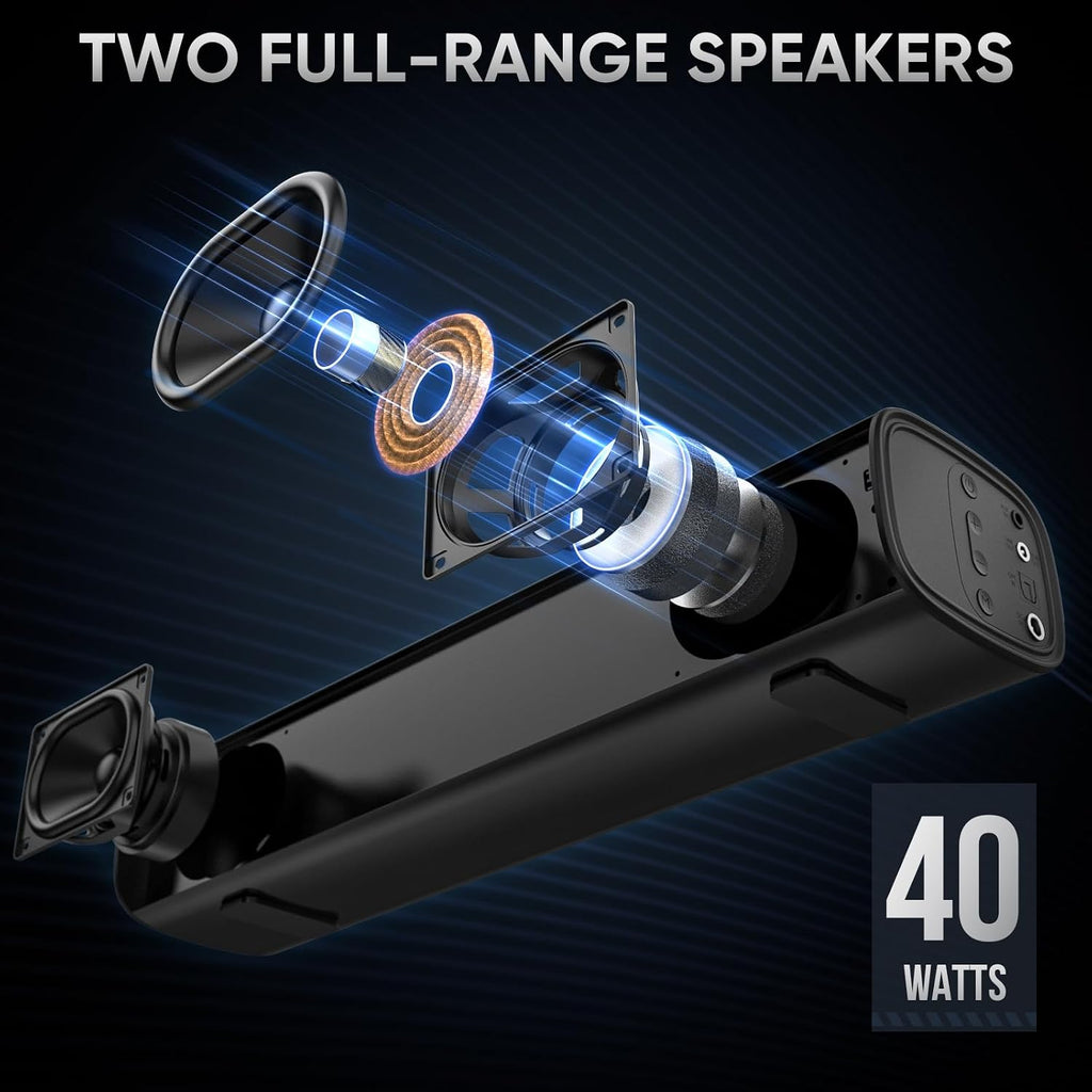 Sound Bars for Smart TV with Wired Subwoofer, 2.1 Deep Bass Small Soundbar Home Theater Surround System Speaker with
