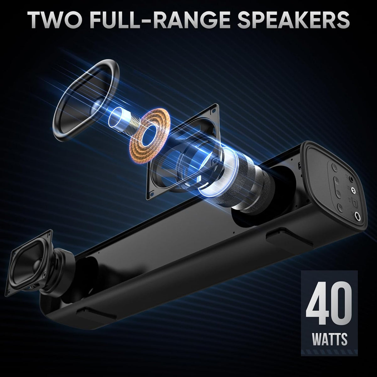 Sound Bars for Smart TV with Wired Subwoofer, 2.1 Deep Bass Small Soundbar Home Theater Surround System Speaker with