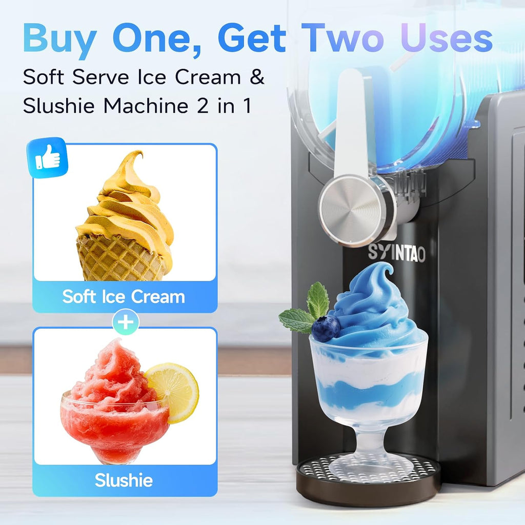 Slushie & Soft Serve Ice Cream Machine for home, No Ice Needed
