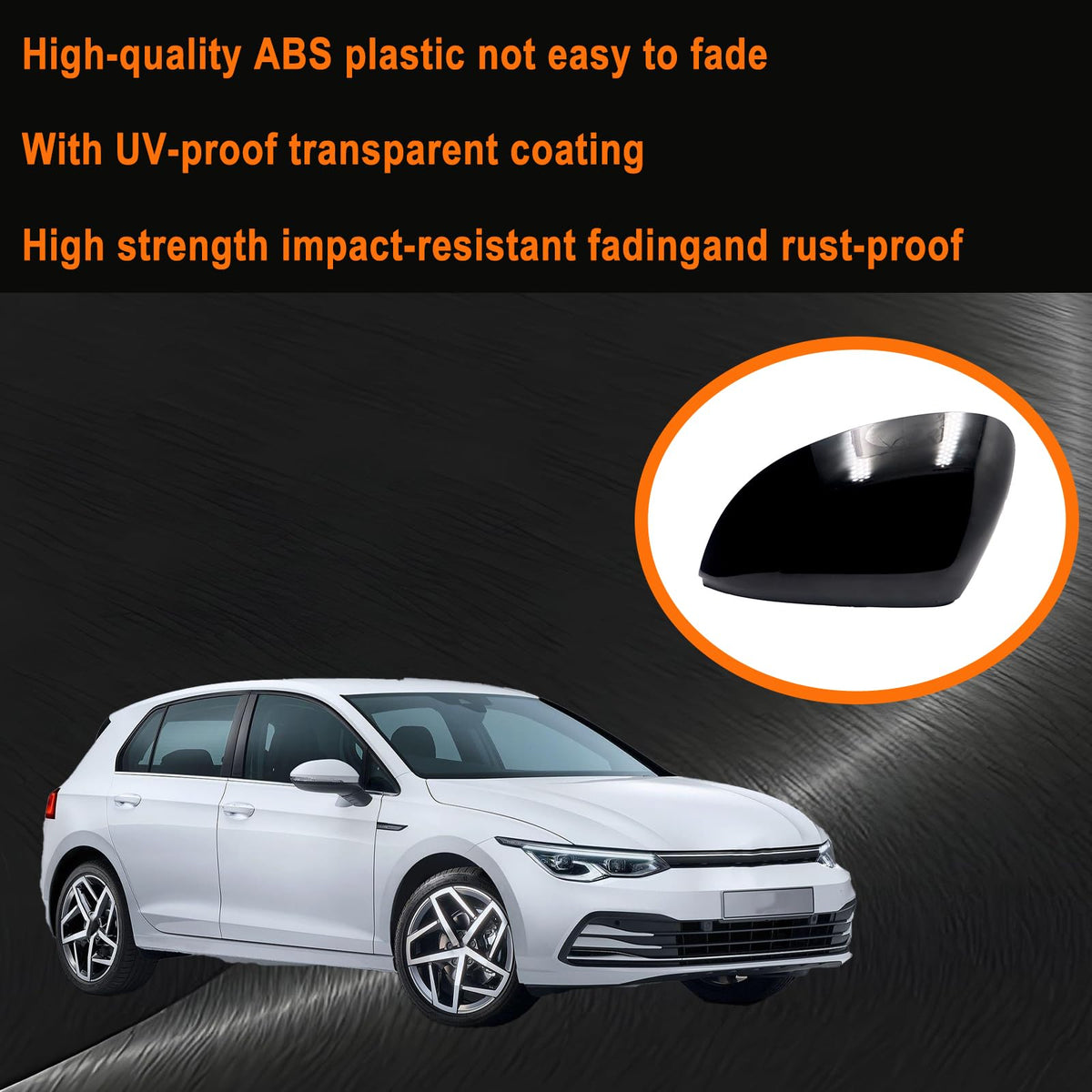 Mountsky Left Driver Side Replacement Mirror Cover Compatible with Volkswagen VW Golf GTI R MK8 2022 2023 2024 2025 2026 Exterior Door Side Rearview Mirror Cap Back With Turn Signal (Glossy Black)