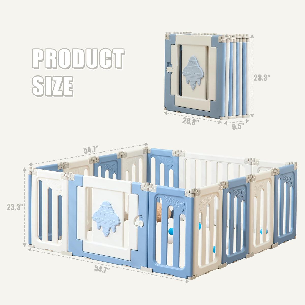 14-Panel Modular Foldable Baby Playpen & Safety Activity Yard with Locking Walk-Through Gate for Infants & Toddlers