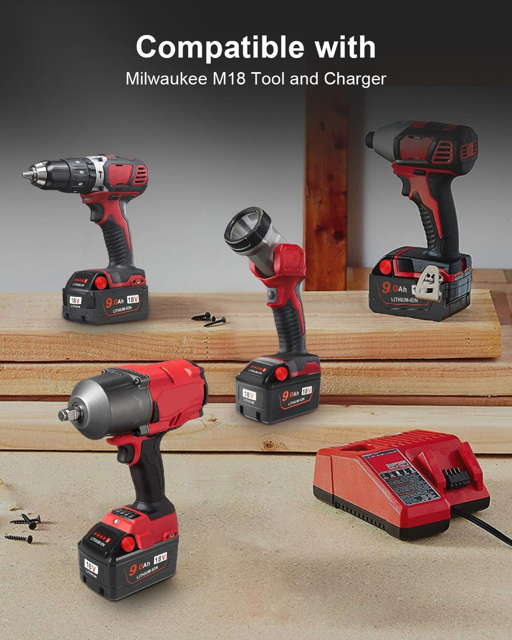 Aoasur 9.0 Ah Replacement for Milwaukee M - 18 Battery (9.0AH-2P)