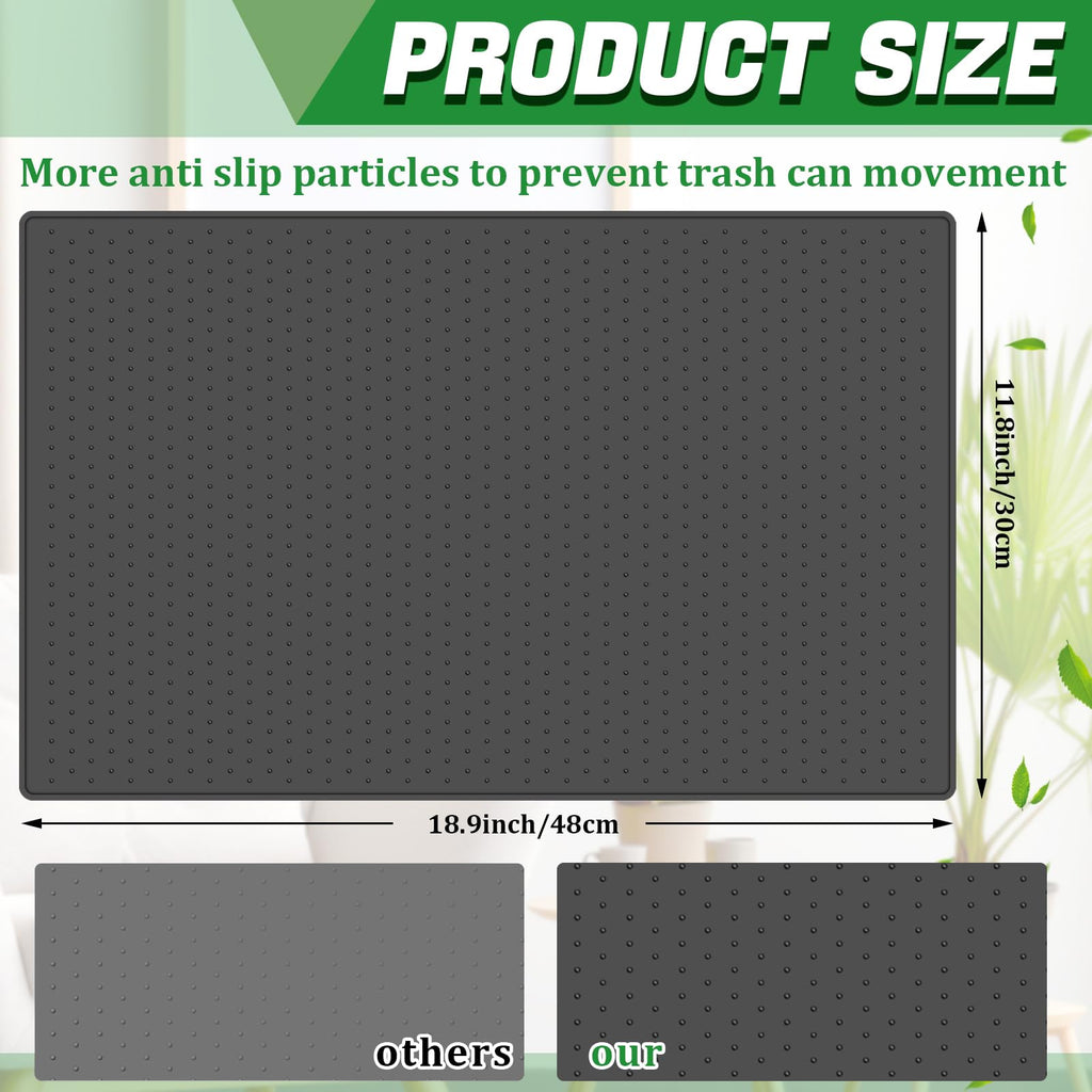 Waterproof Kitchen Trash Can Mat Non-Slip, Black, 11.8" X 18.9"