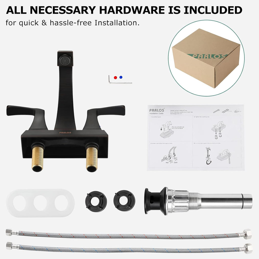 Oil Rubbed Bronze Bathroom Faucet 4 Inch Centerset for Utility Sink | Mid Arc, 2 Handle Lead-Free Bathroom Faucet