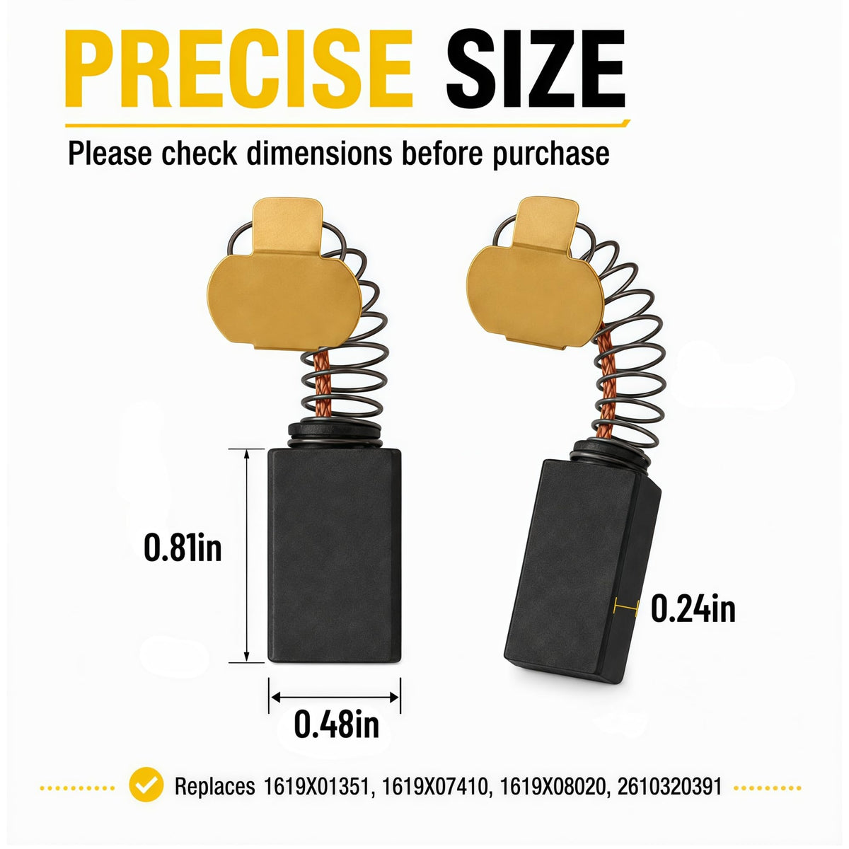 1619X08020 Carbon Brush Set Compatible with Skil HD77 S77 Circular Saw, Replaces 1619X07410 1619X01351 2610320391