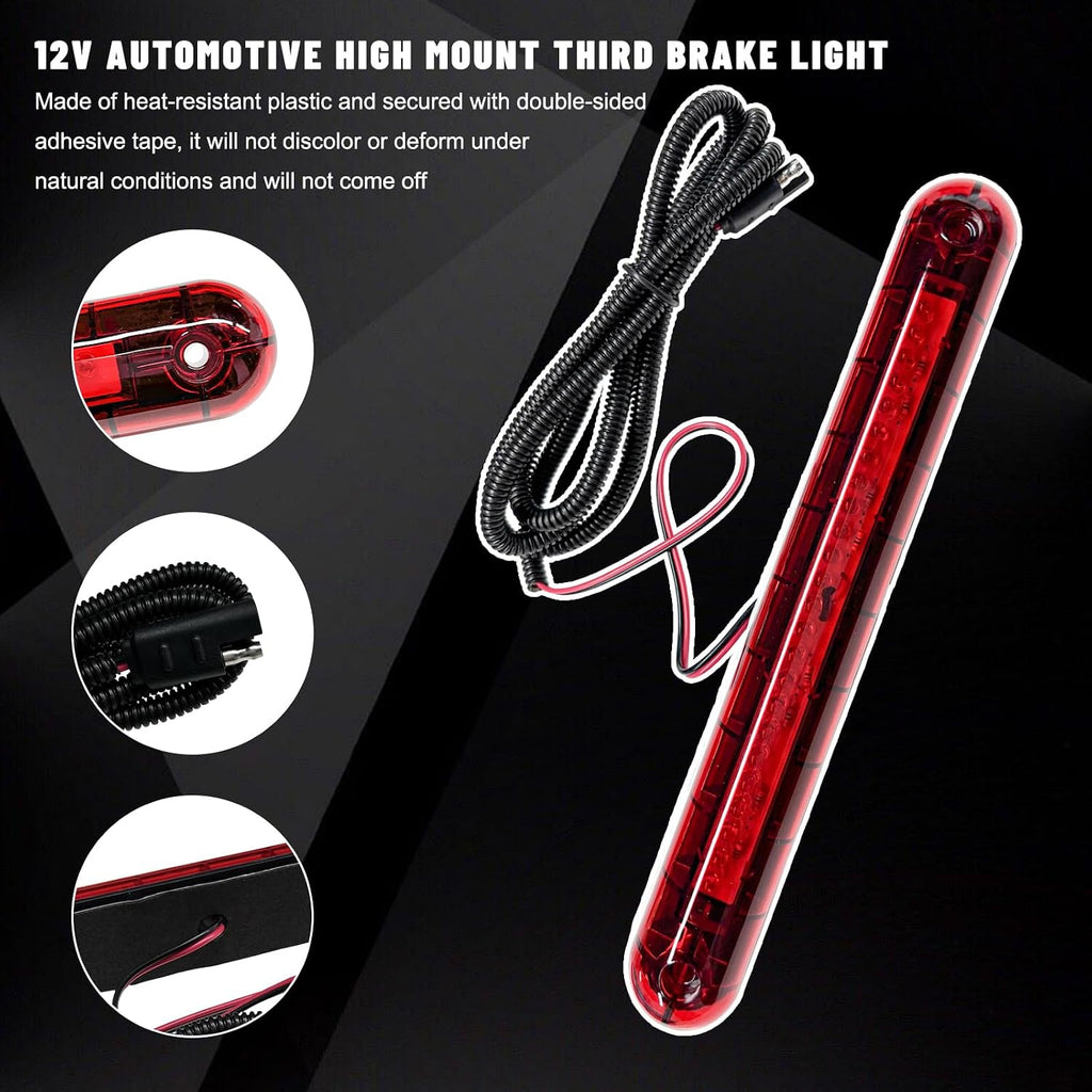 Third Brake Light, 24 LED 12V Waterproof Car High-Mounted Rear Brake Tail Lamp, High Level 3rd Braking Lamp Stop Light Assembly for Sedans SUVs Trucks, Car Accessories