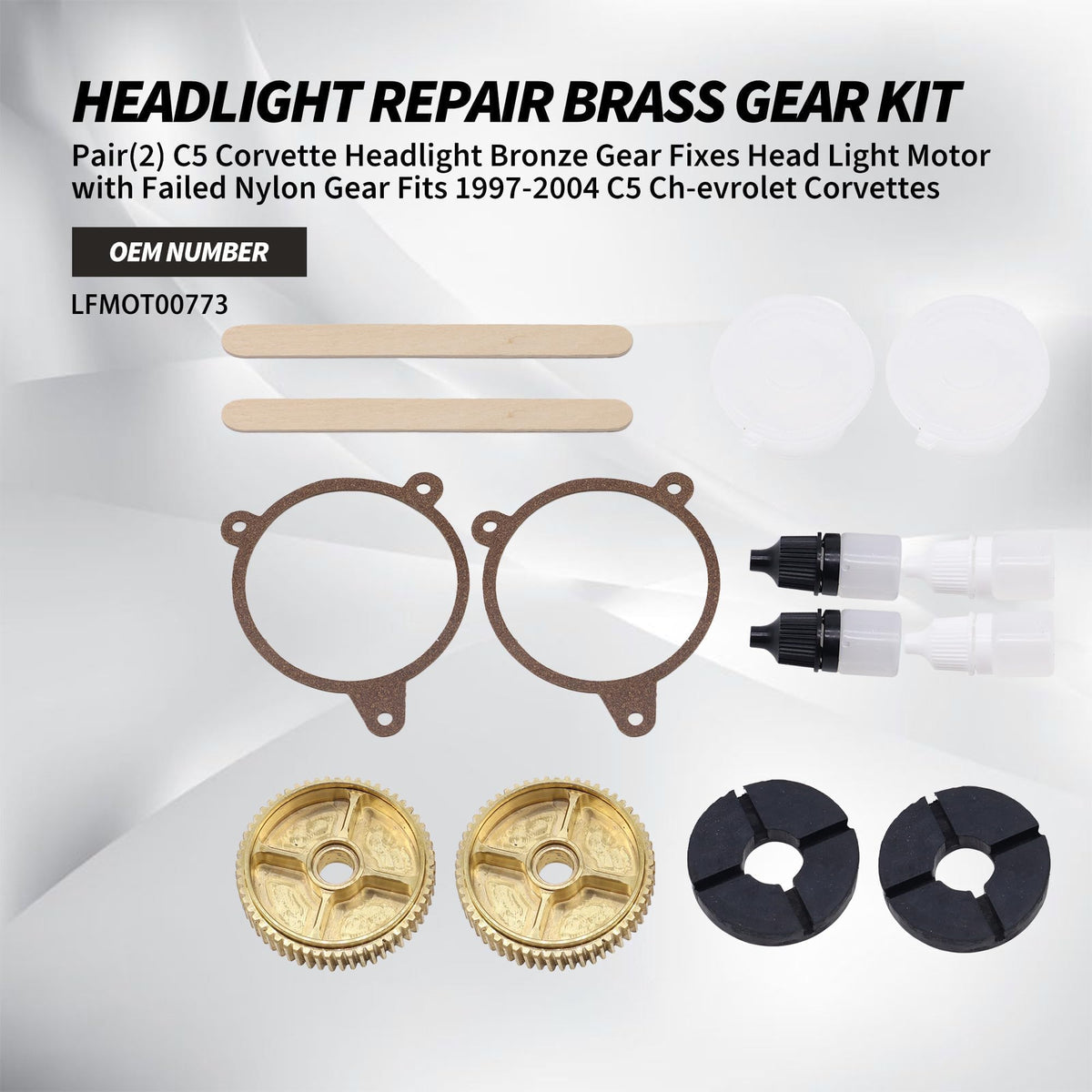 OXCANO C5 Corvette Headlight Bronze Gear Repair Kit 1997-2004