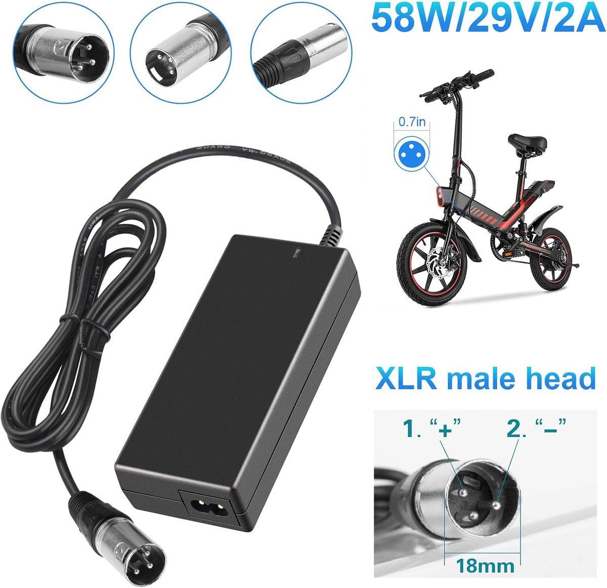 29V 2A for 24V 2A Scooter Battery Charger for Golden Buzzaround Lite, Jazzy Power Chair,Pride Hoveround Mobility,Schwinn S300 S350 S400 S500 S650,Ezip 400 500 650 750 900 Mountain Trailz,Shoprider