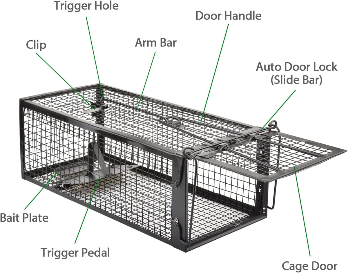 2-Pack Rat Traps Humane Live Mouse Vole Chipmunk Trap Cage (Black)