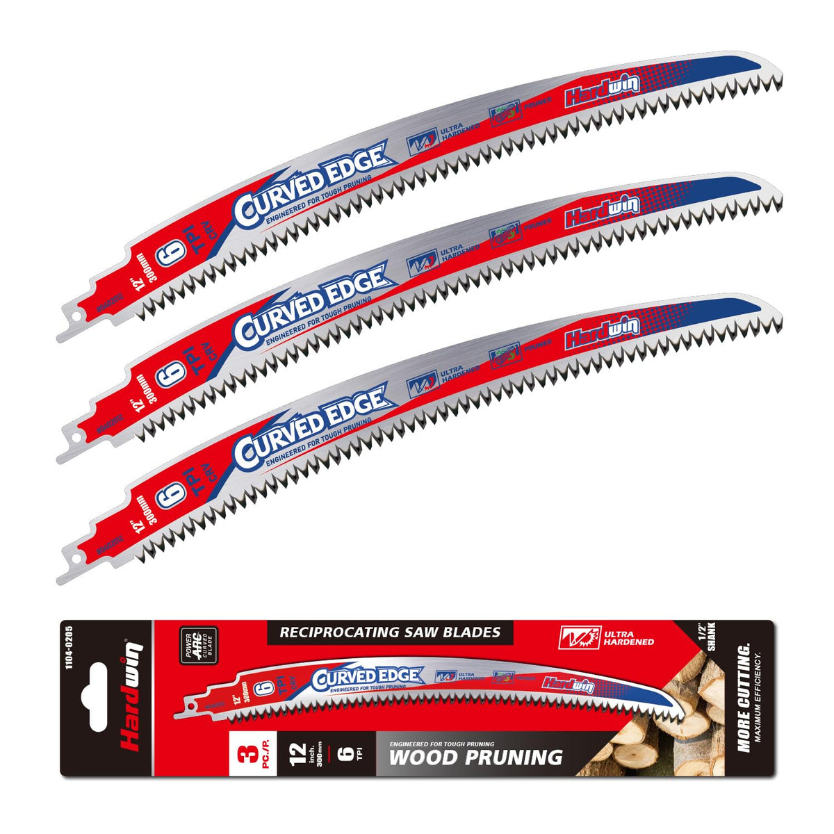 12-Inch Pruning Reciprocating Saw Blades, 6 TPI for Wood & Branches, 3-Pack