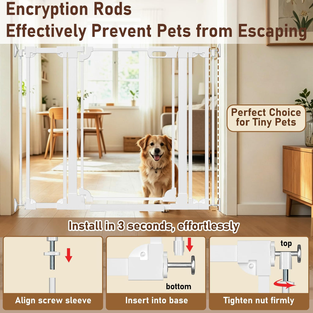 40" x 29.52-47.24" Wide Clear Acrylic Freestanding Indoor Pet Barrier Gate with Modern Folding Frame for Wide Doorways, Hallways & Stairs