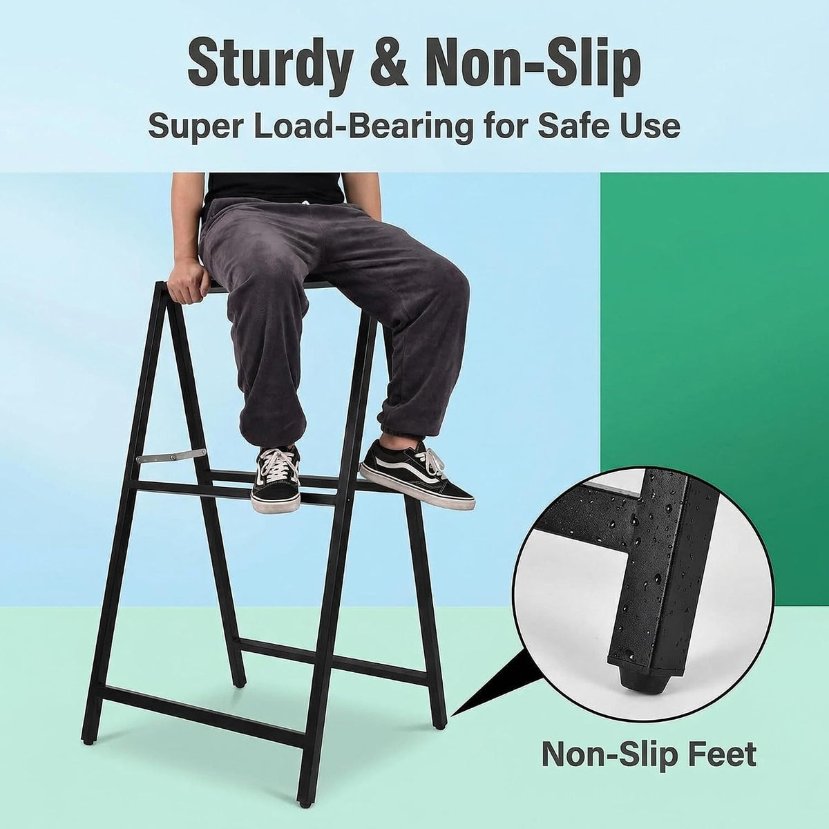 2 Pack Heavy Duty A-Frame Sidewalk Sign 24 x 36 Inch, Portable Double-Sided Sandwich Board Slide-in Folding Metal