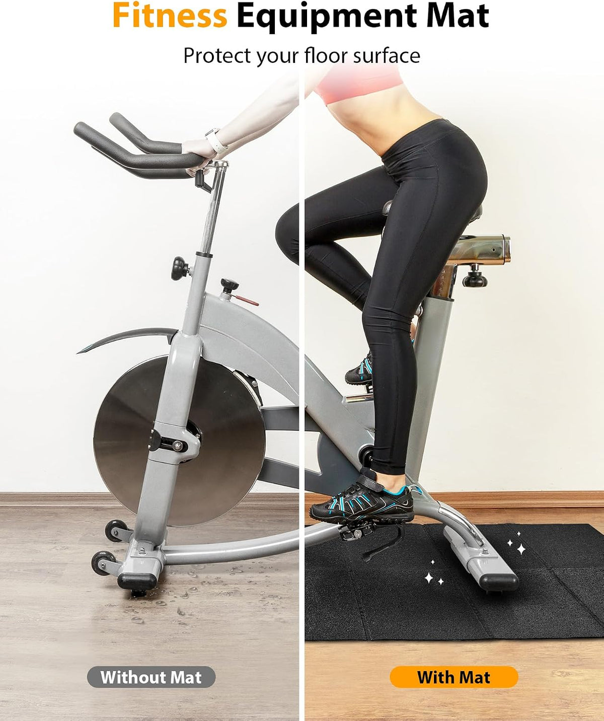 Foldable Rubber Treadmill Mat - Exercise Bike Mat with Waterproof | Non-Slip, Shock Absorption, Exercise Equipment