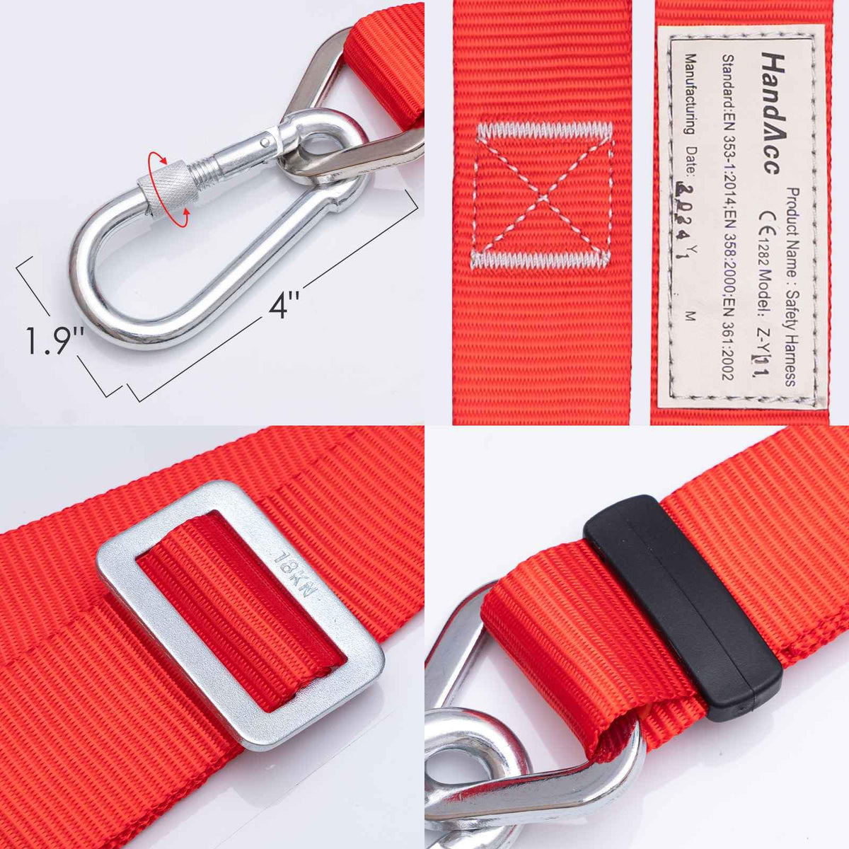 climbing Safety Belt with Padded Waist Pad and Adjustable Lanyard