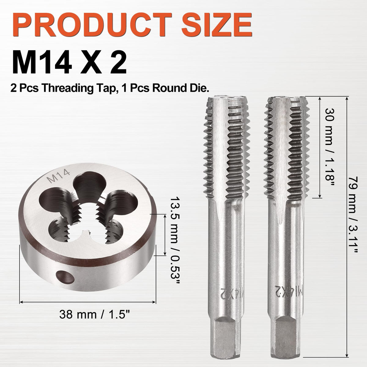 Workkyma M14x2 Tap and Die Set, M14x2 Metric Hand Threading Tool Kit