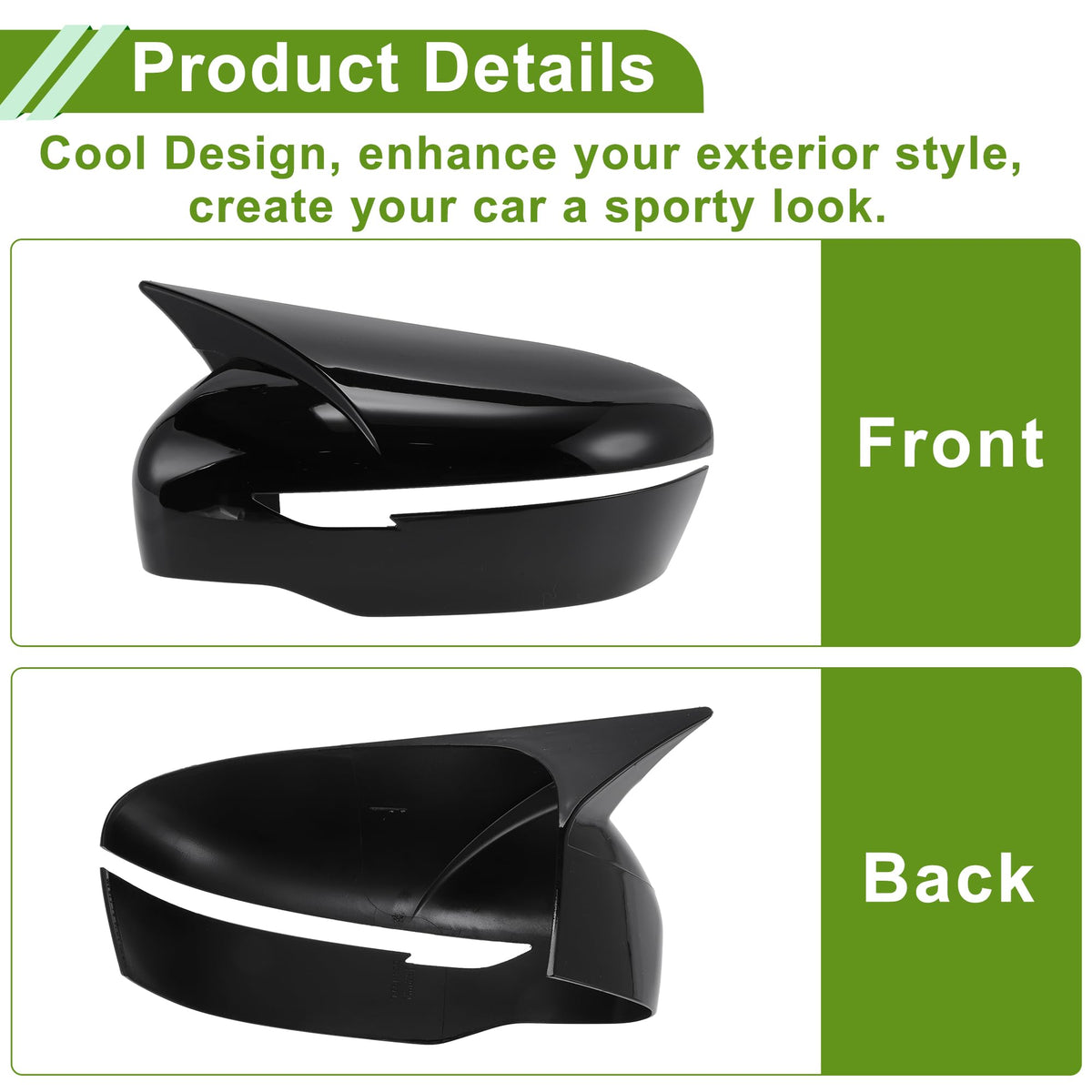 Motoforti 1 Pair Gloss Black ABS Mirror Cover Cap for Nissan Rogue 2014-2020 Murano 2015-2024 Ox Horn with Turn Signal Rearview Side Mirror Cover