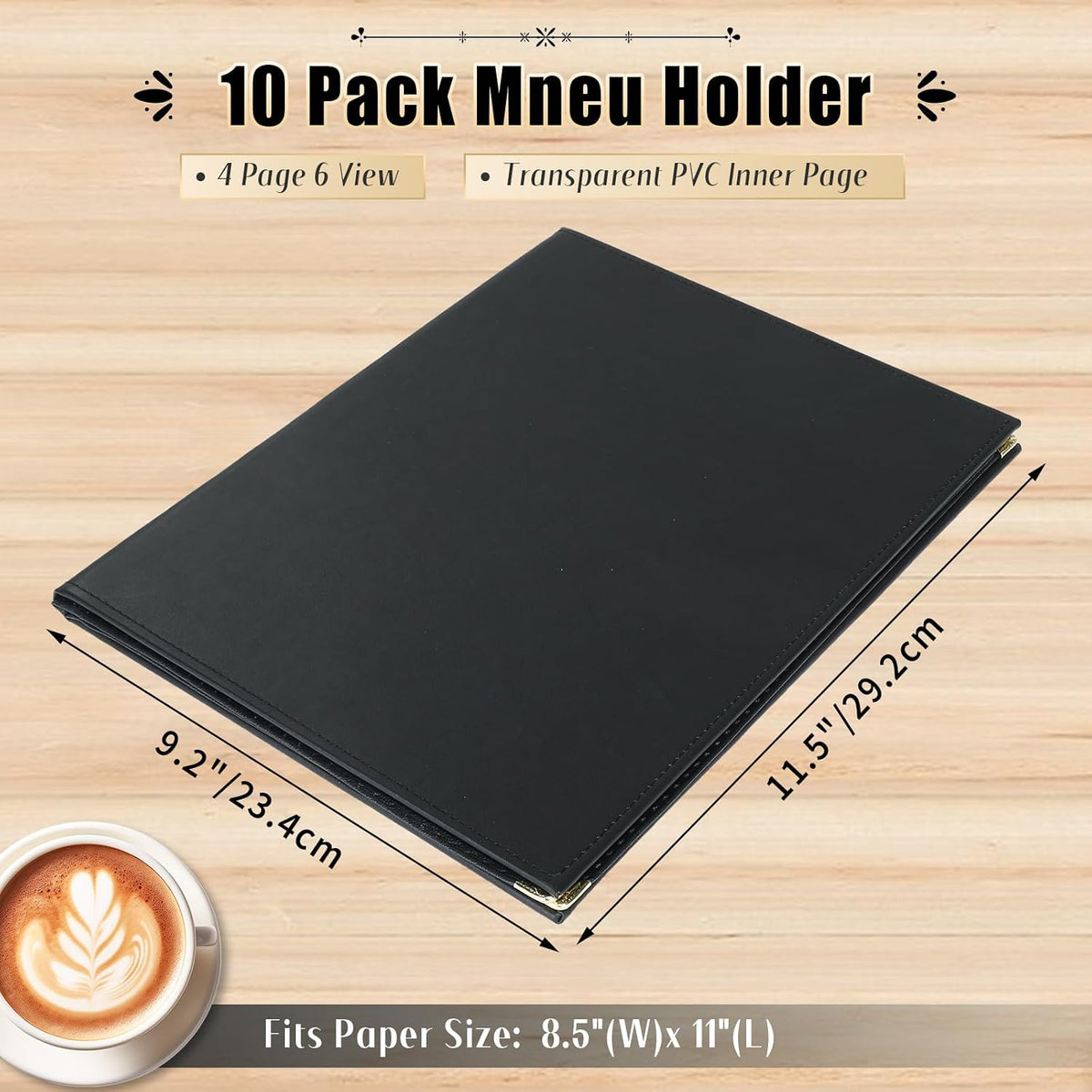 Restaurant Menu Cover Holders, Coffee (10, 6 View (8.5"x11"))