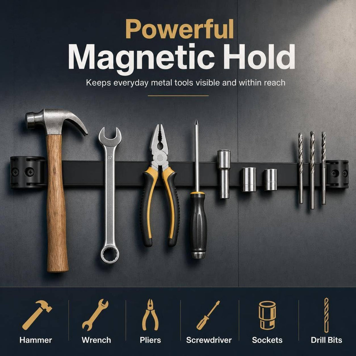 12" Magnetic Tool Holder, 4 Pack PVC-Coated Heavy Duty for Garage