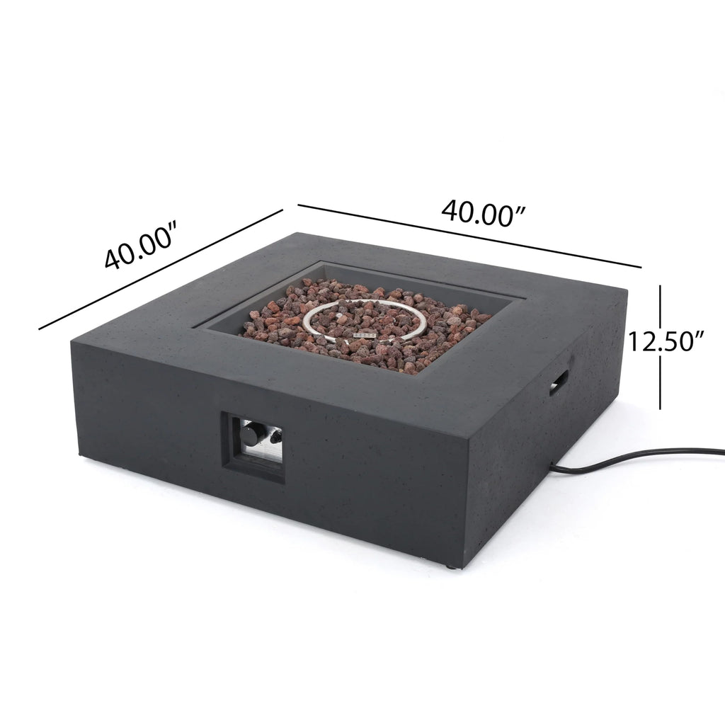 Propane Fire Pit Table 2-Pieces, 40 Inch Firepits for Outside, Square Gas Fire Pit for Outside Patio, Propane Fire