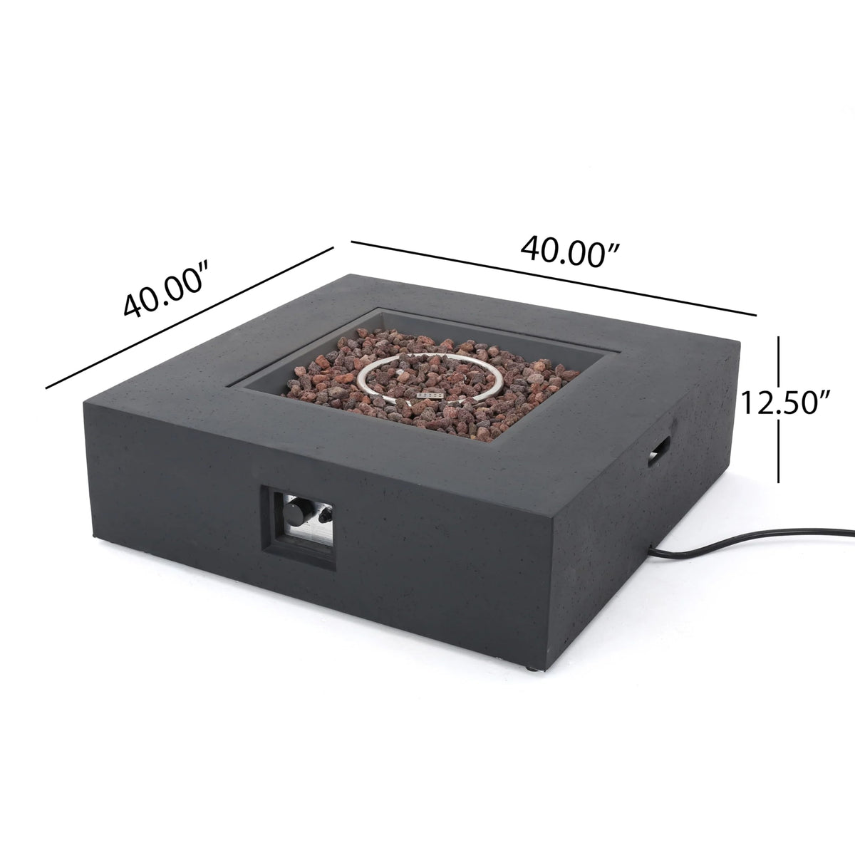 Propane Fire Pit Table 2-Pieces, 40 Inch Firepits for Outside, Square Gas Fire Pit for Outside Patio, Propane Fire