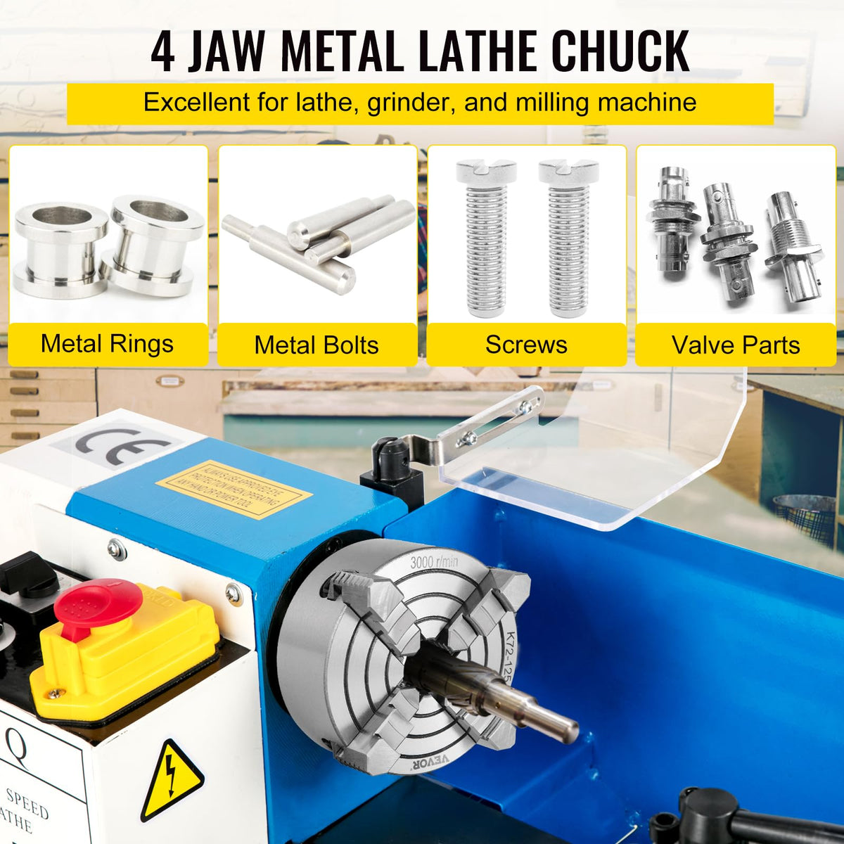 Vevor K72-125 Lathe Chuck 5 Inch 4-Jaw,Lathe Chuck Independent Reversible Jaw,Metal Lathe Chuck Turning Machine Accessories,for Lathes Machine - Amazon.com