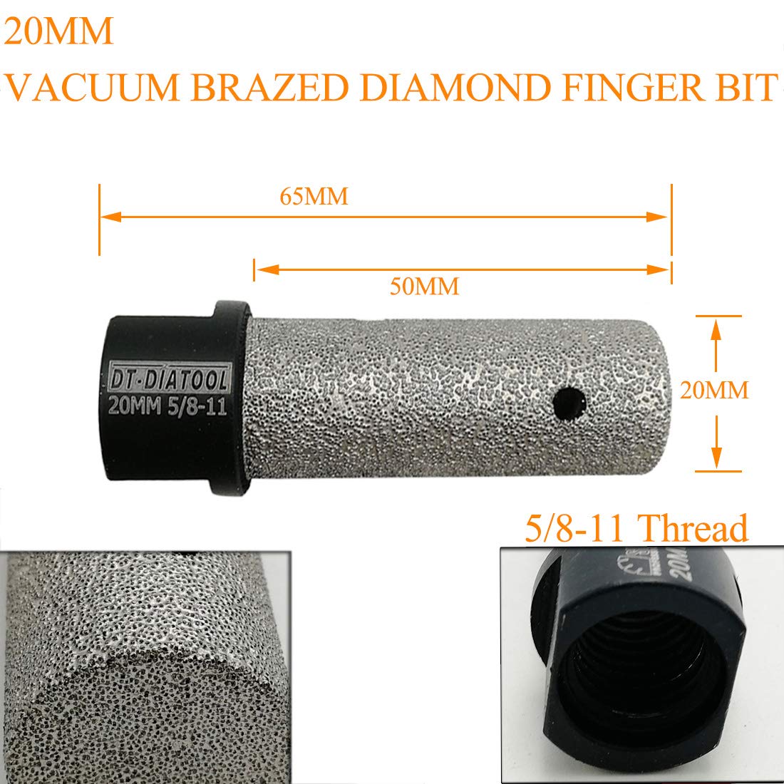 DT-DIATOOL Diamond Finger/Milling bits for Tile Porcelain Hard Ceramic Diameter 20mm Pack of 2
