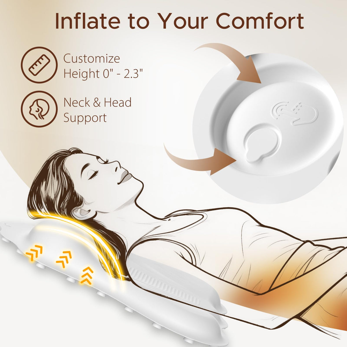 Bath Pillow for Tub, Adjustable Silicone Bathtub Pillows for Head and Neck, 0"–2.3" Neck Support, 34 Suction Cups