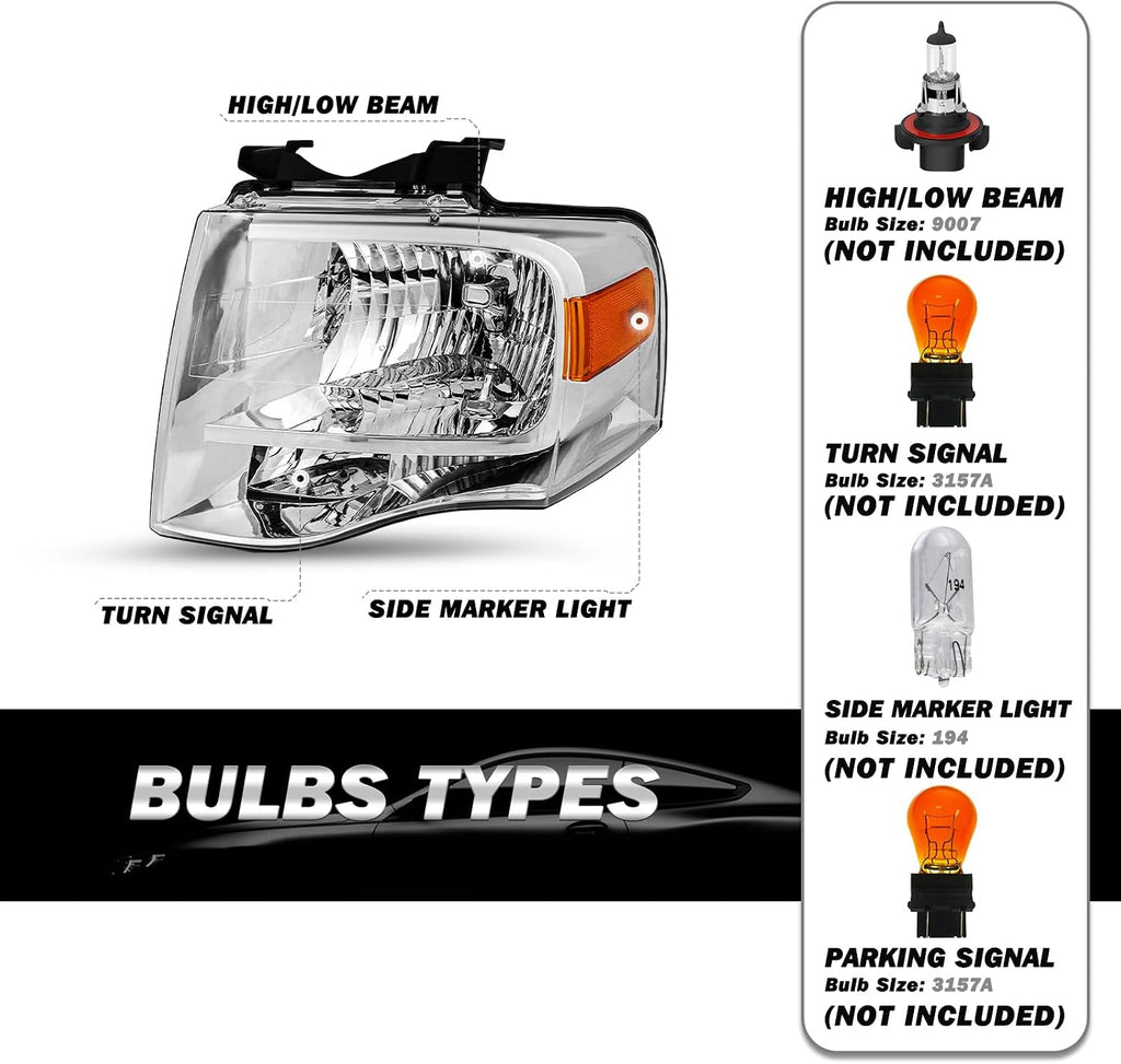 SOCKIR Headlight for 2007-2014 Ford Expedition Not Hybrid