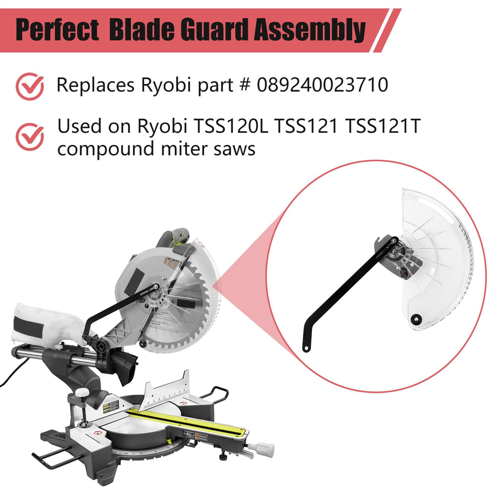 Miter Saw Parts Lower Blade Guard Replacement for Ryobi 10" Sliding Compound Miter Saw TSS102L TS1345L - Replaces Ryobi Part # 080016005704 (for 12" TSS121, TSS121T, TSS120L)