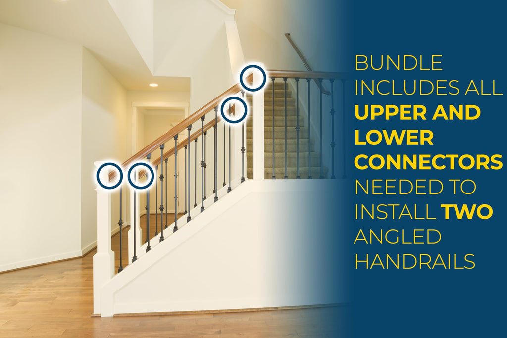 Angled Handrail to Newel Post Installation Kit - Staircase Angled Railbolt Bundle (Includes 11.560 Lower & 13.960