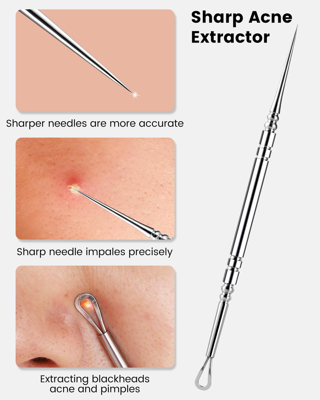 Pimple Popper Tool Kit - Boxoyx 6 Pcs Pore Prep Blackhead Remover Comedone Extractor Kit with Box for Quick and Easy
