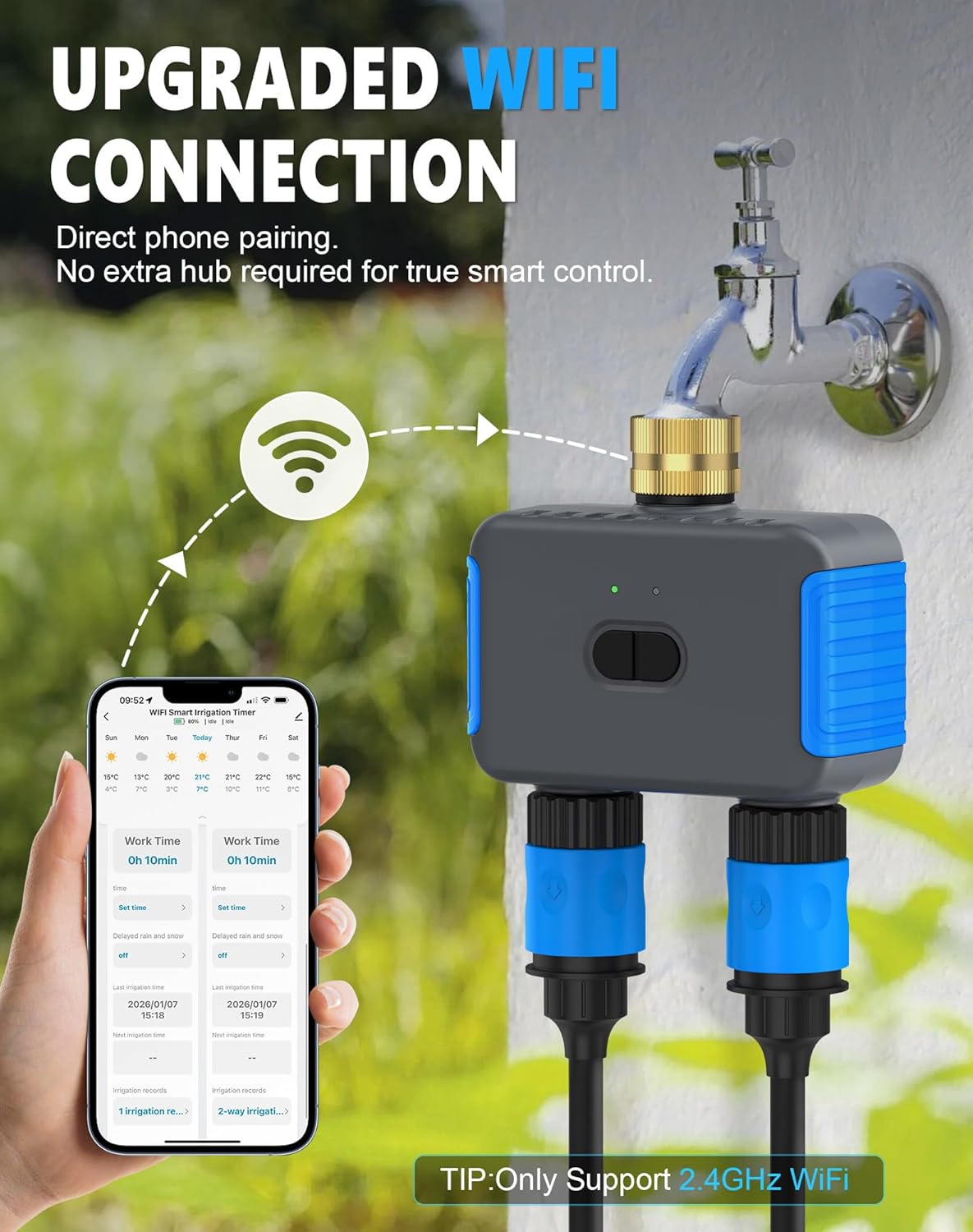 WiFi Sprinkler Timer, Smart Bluetooth Hose Timers | Water Timer for Garden Hose with APP, Digital Irrigation